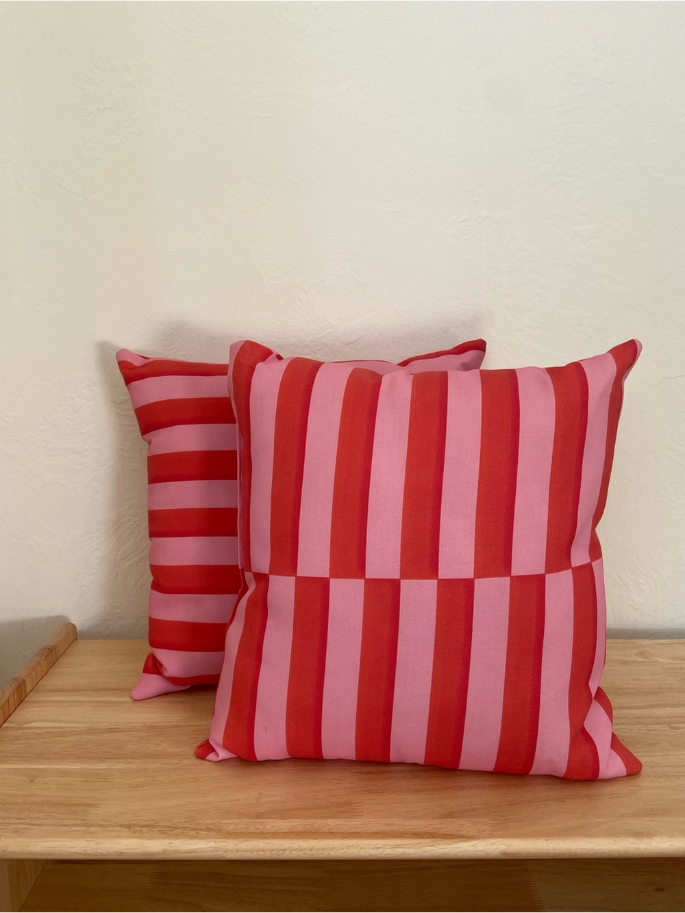 Striped Red and Pink Decorative Throw Pillow - Set of 2